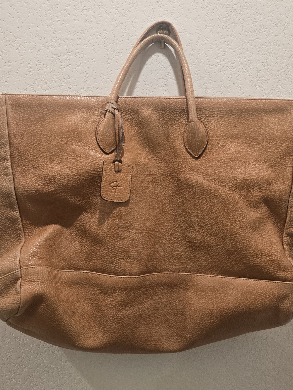 Susie Tompkins Large Pebbled Leather Tote in Tan - Picture 8 of 9
